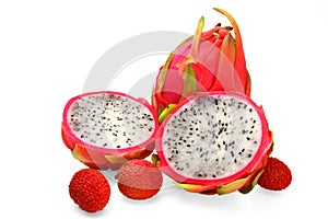 Dragon fruit and litchi