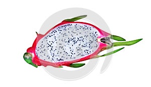 Dragon fruit piece or Hylocereus isolated on white background , clipping path