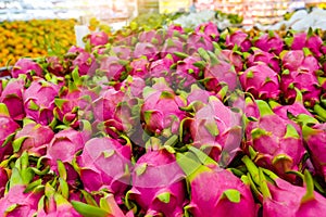 Dragon fruit pink color in the market.