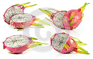 Dragon fruit or pitaya fruit isolated on white background