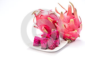 Dragon fruit, pitaya isolated on white background with clipping path