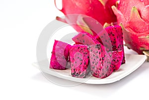 Dragon fruit, pitaya isolated on white background with clipping path