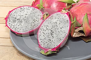 Dragon fruit on plate