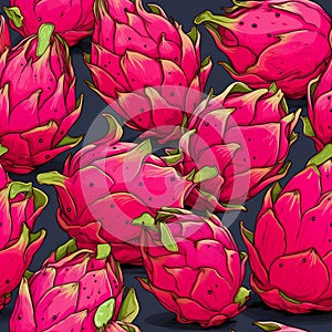 Dragon fruit seamless pattern. Generate Ai