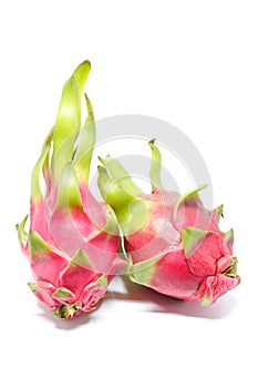 Dragon fruit white background closeup detail