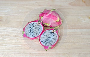 Dragon Fruit On Wooden Table