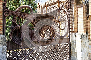 Dragon gate and Güell Pavilions, Pedralbes, Barcelona, Catalonia, Spain