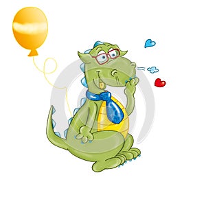 The dragon with glasses and tie balloon photo