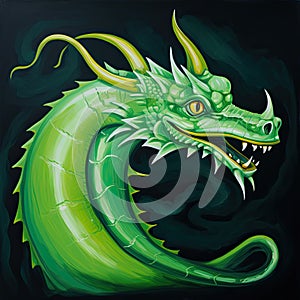 A dragon with green eyes, symbol of the year 2024.