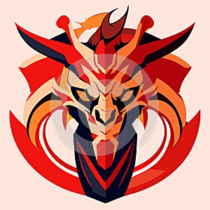 Dragon head logo. Vector illustration of a dragon head with horns. Generative AI