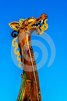 Dragon head on a replica Vking Ship