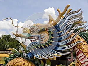 Dragon head at Tempat Suci kiw-Ong-Ea Temple, Trang, Thailand / vegetarian chinese festival
