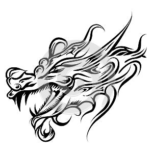 Dragon head tribal tattoo illustration