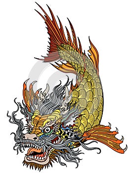 dragon headed koi fish mythological creature