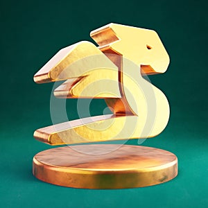 Dragon icon. Fortuna Gold Dragon symbol on golden podium