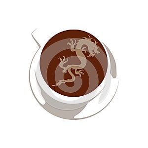 Dragon inside cup of coffee