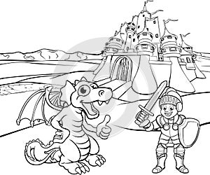 Dragon and Knight Castle Cartoon