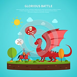 Dragon knight legend illustration flat