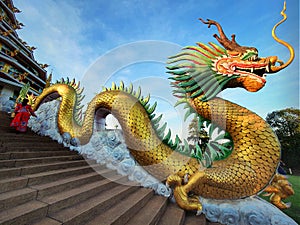 Dragon ladder. Dragon Decoration background. Chinese sculpture designs.