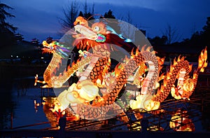 Dragon lanterns lighting up