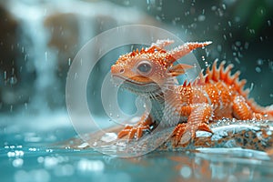 Dragon Lizard in Rain photo