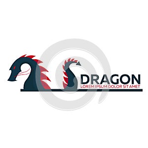 Dragon logo. Chinese dragon. Vector flat illustration.