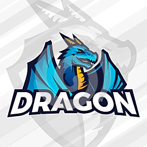 Dragon logo concept. Sport mascot design. Asian beast sign, School team vector.