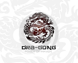 Dragon logo template. Vector illustration of asian fantastic beast