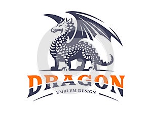 Dragon logo - vector illustration, emblem on white background