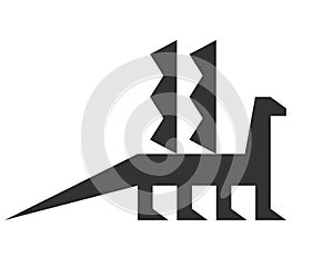 Dragon logo vector template. Black and white silhouette of a dinosaur