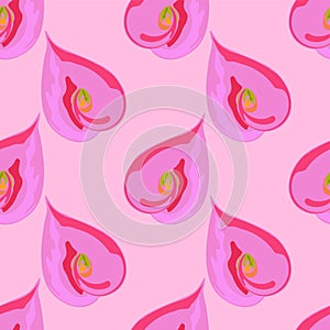 Dragon love pink blossom seamless pattern
