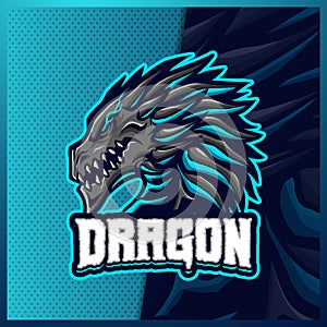 Dragon mascot esport logo design illustrations vector template, Beast logo for team game streamer youtuber banner twitch discord