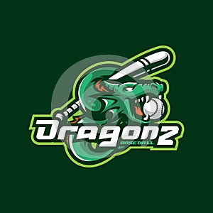 Dragon mascot logo design vector with modern illustration concept style for badge, emblem and t shirt printing. Baseball dragon il