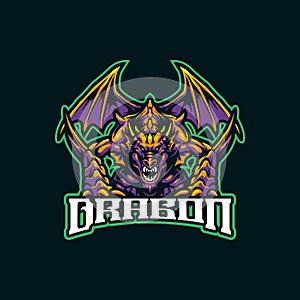 Dragon mascot logo design vector with modern illustration concept style for badge, emblem and t shirt printing. Dragon