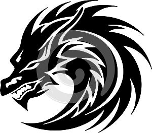 Dragon - minimalist and flat logo - vector illustration