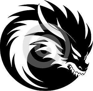 Dragon - minimalist and simple silhouette - vector illustration