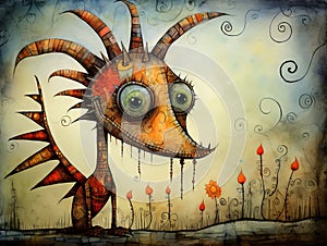 Dragon abstract art brut animal character