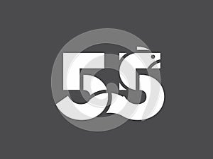 `55` + `dragon` + `moray eel`. Logo.