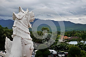 A Dragon overlooks the valley at the Wat Ban Den .