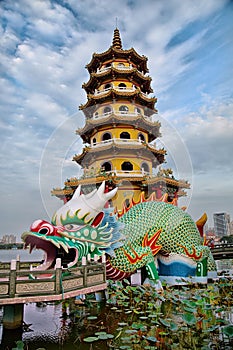 The Dragon Pagodas located at Lotus Lake in Zuoying District, Kaohsiung, Taiwan