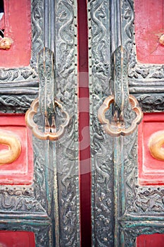 Dragon pattern carved wooden door