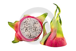 Dragon pitaya fruit isolated on white background. Pitahaya fruit texture background