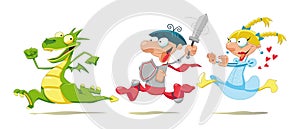 Dragon, Prince and Princess.