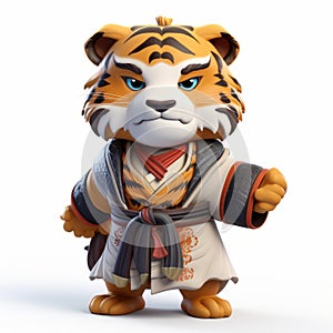 The Dragon Prince Zhao Chia: A Quirky Cartoon Tiger In Samurai Robe