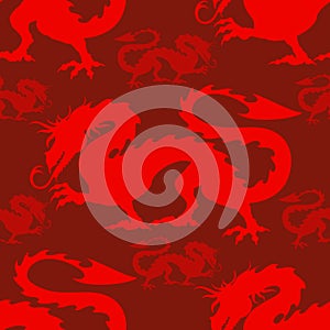 Dragon Red Mythological Creature Vector Seamless repeat textile Pattern photo