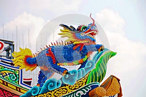 Dragon on the roof in the temple Chinese architecture