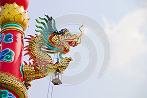 Dragon on the roof in the temple Chinese architecture