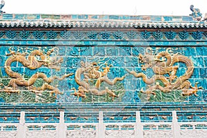 Dragon Screen at Guanyintang Temple. a famous historic site in Datog, Shanxi, China.