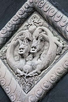 Dragon sculptures in the Wuhou Shrine in Chengdu China