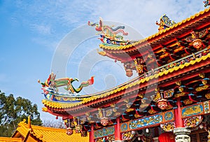 Dragon shaped eaves in traditional Chinese architecture